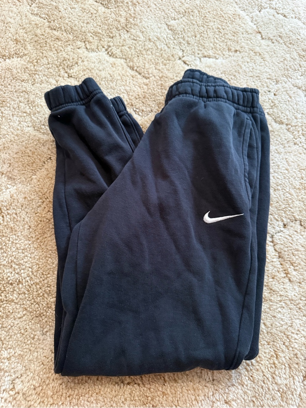 Nike Black Track Joggers with White Swoosh